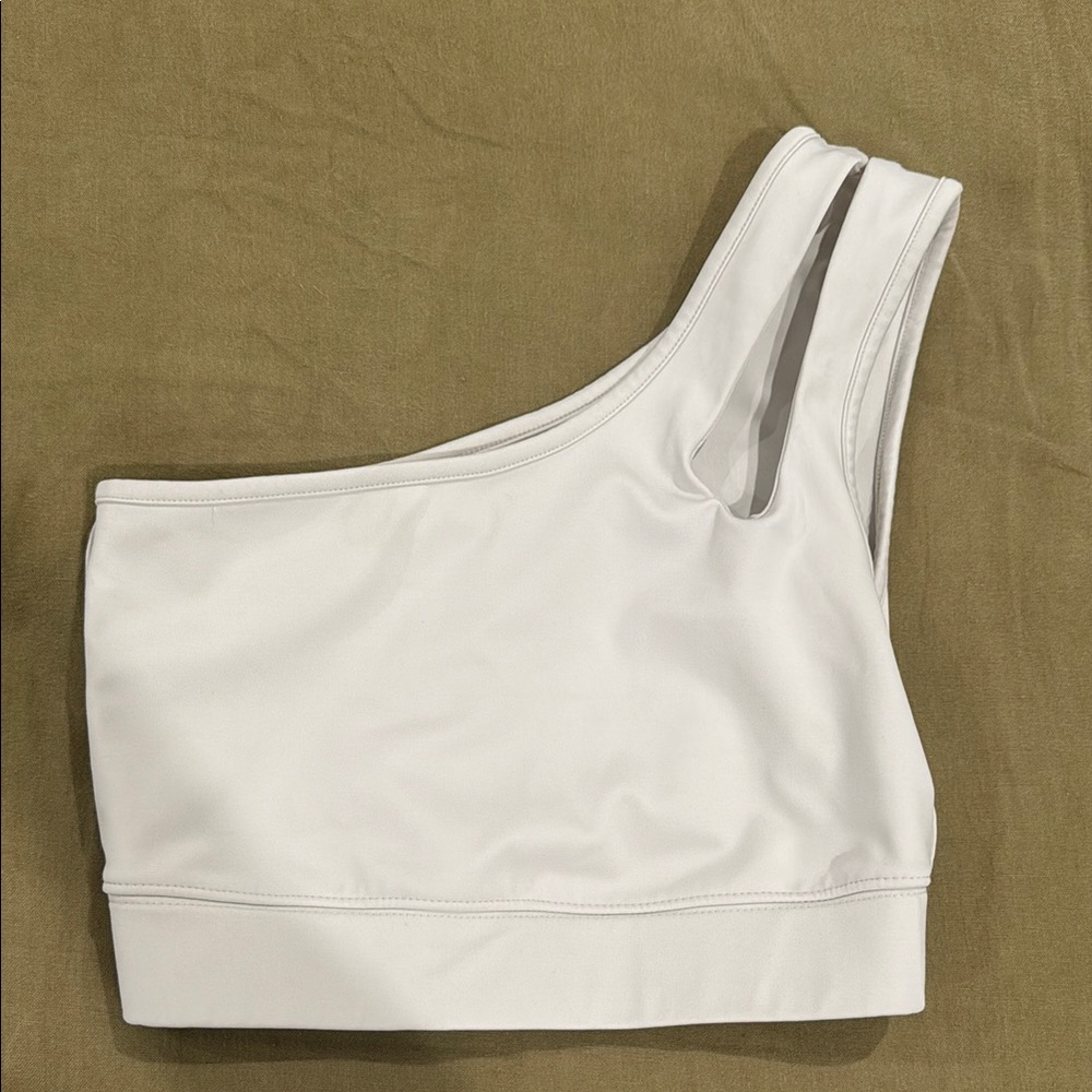 Year of Ours White One-Shoulder Sports Bra